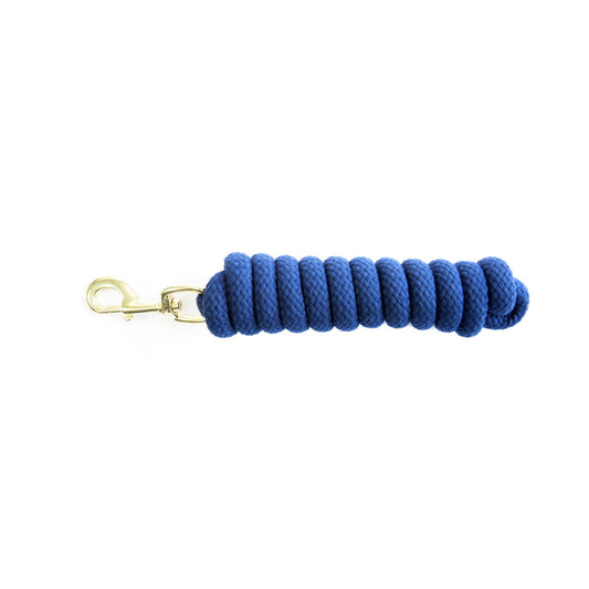 Rond gevlochten katoenen leadrope van 3 meter in effen kleur met messing vergulde sluiting