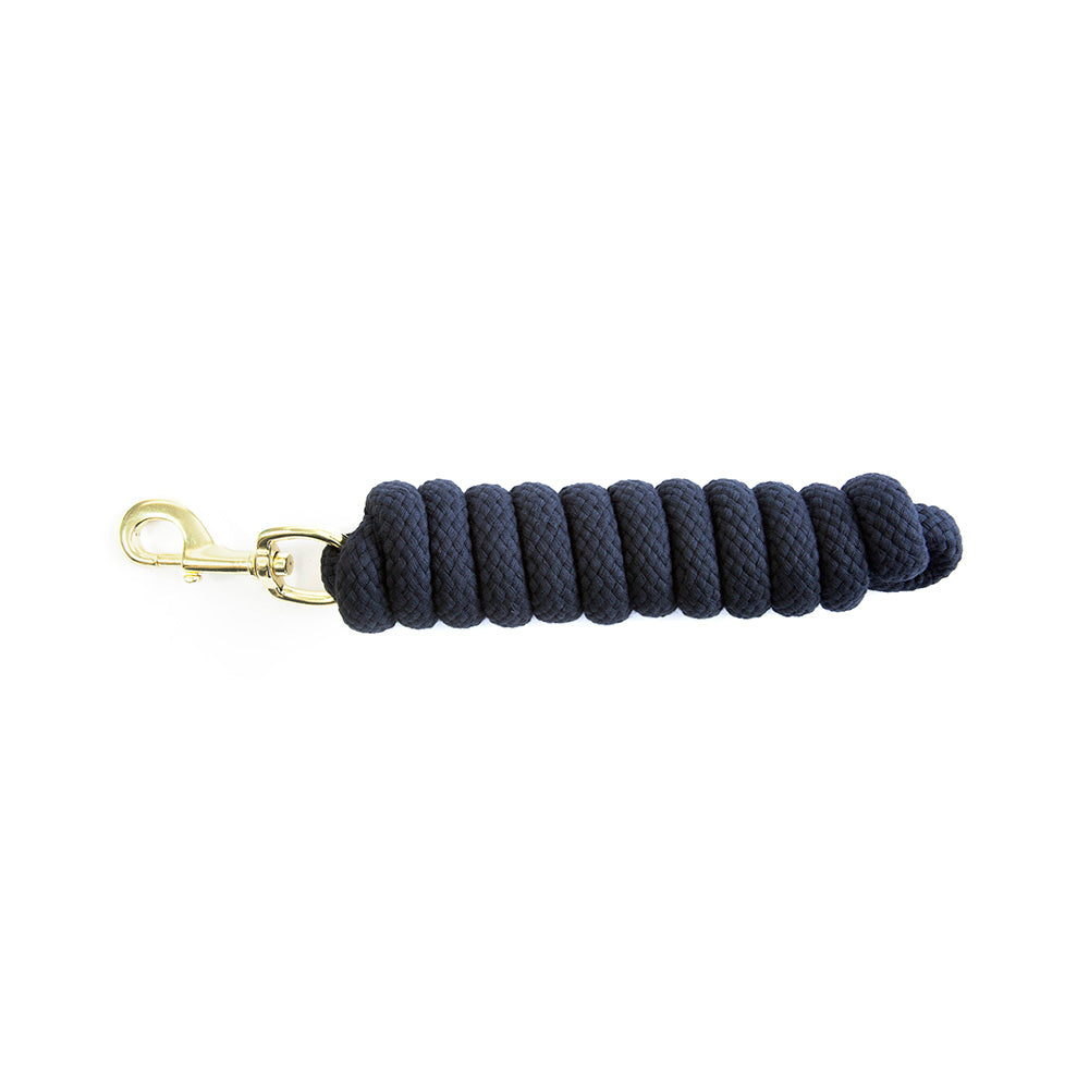 Rond gevlochten katoenen leadrope van 210cm in effen kleur met messing vergulde draaiboutsluiting