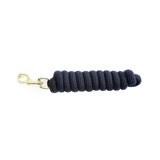 Rond gevlochten katoenen leadrope van 210cm in effen kleur met messing vergulde draaiboutsluiting