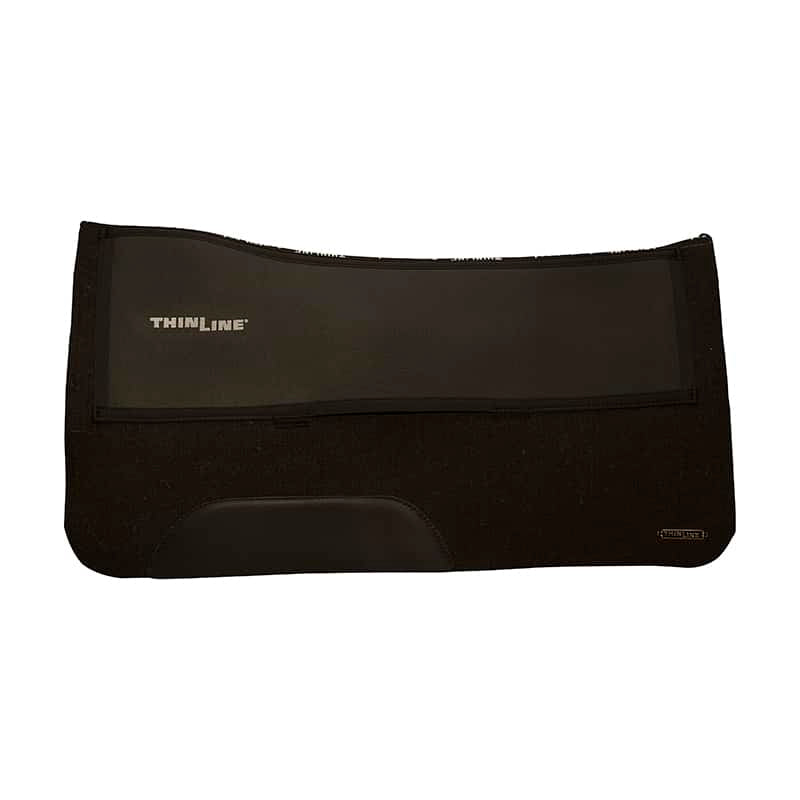 Zwart vilten western zadeldek met dunne ThinLine voering voor maximale schokabsorptie en close contact gevoel