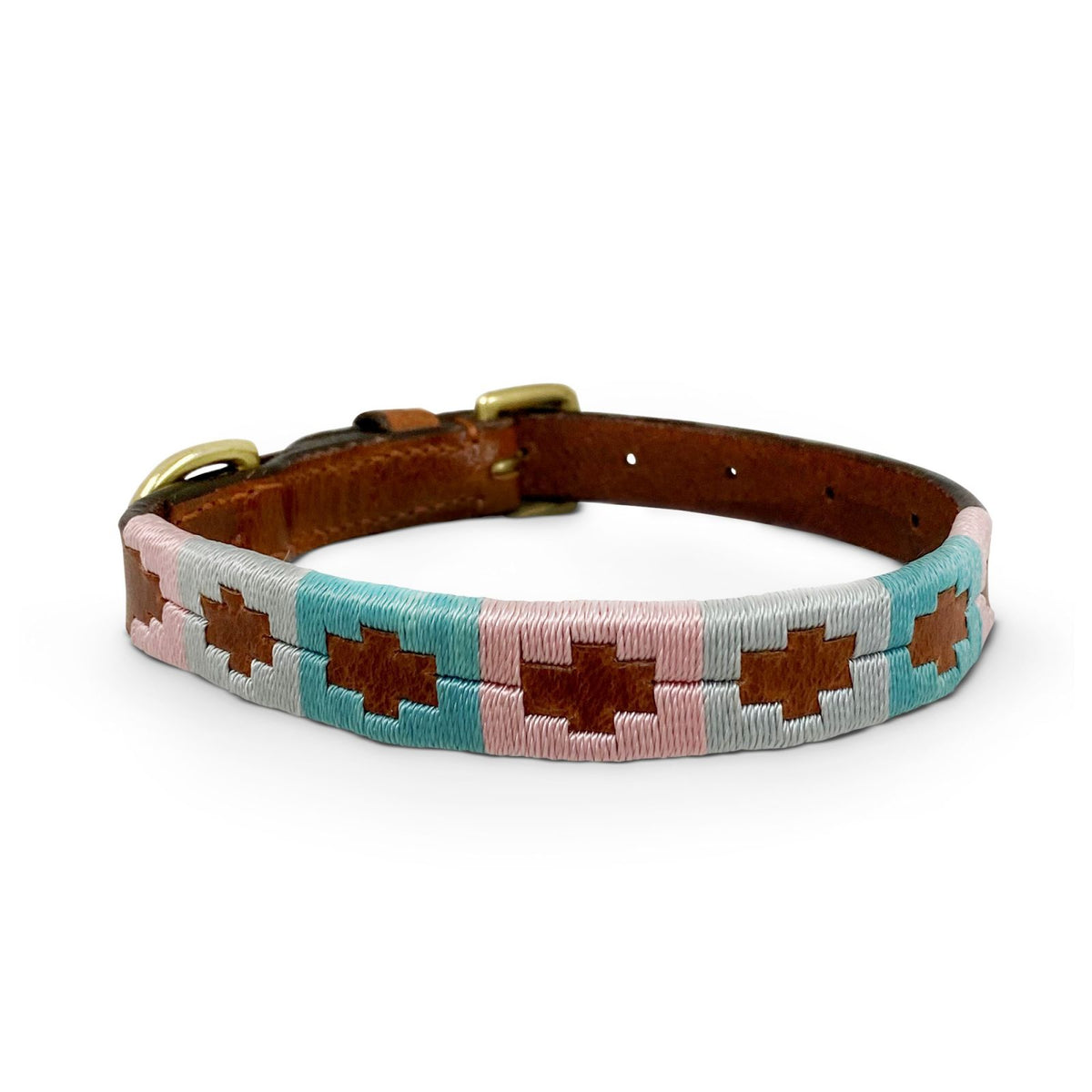 Hondenhalsband in pastelkleur uit de Petworth-collectie, gemaakt van hoogwaardig leer in polo belt-stijl
