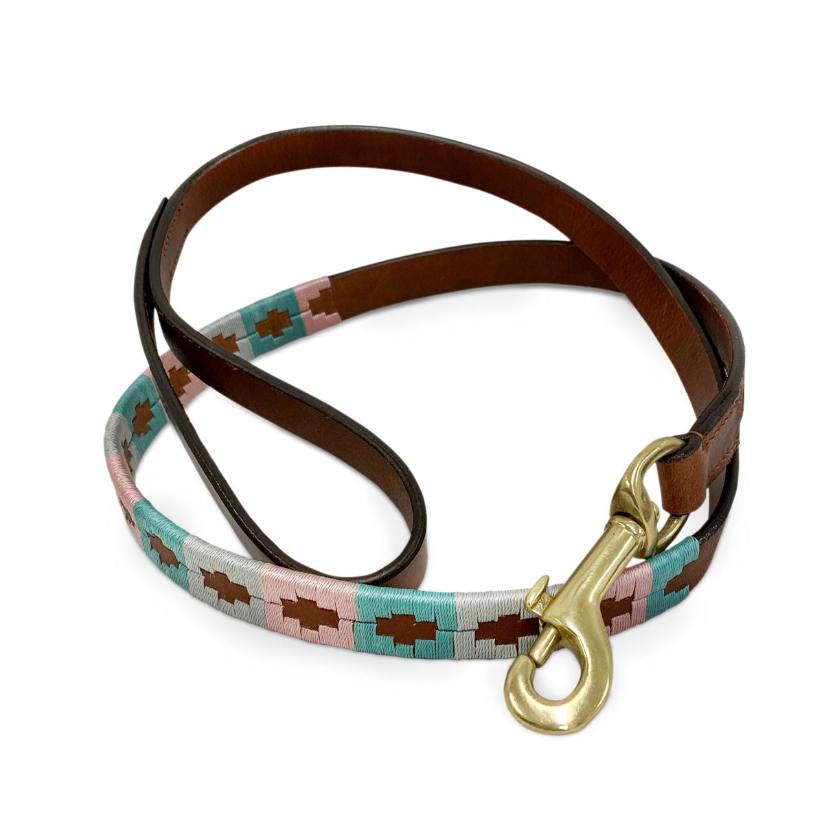 Leren hondenriem in pastelkleur uit de Petworth-collectie met polo belt-ontwerp