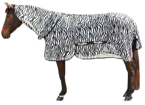 Couverture anti-mouches zèbre avec couvre-cou 205 cm